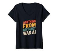 Donna Retro AI Nostalgia Citazione angosciata Design Vintage Maglietta con Collo a V