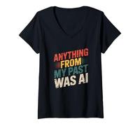 Donna Retro AI Nostalgia Citazione angosciata Design Vintage Maglietta con Collo a V