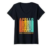 Donna Retro Apollo 1969 Modulo Lunare Apollo 11 Sbarco sulla Luna Maglietta con Collo a V