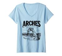 Donna Retro Arches National Park Vintage Style Delicate Arch Maglietta con Collo a V