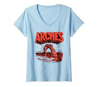 Donna Retro Arches National Park Vintage Style Delicate Arch Maglietta con Collo a V