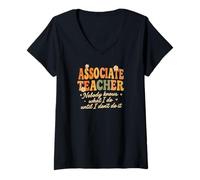 Donna Retro Associate Teacher Nessuno sa Cosa Faccio Maglietta con Collo a V