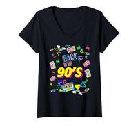 Donna Retro Back To 90's Novelty Graphic T-Shirts & Cool Designs Maglietta con Collo a V