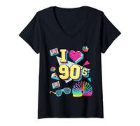 Donna Retro Back To 90's Novelty Graphic T-Shirts & Cool Designs Maglietta con Collo a V