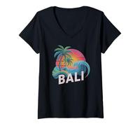 Donna Retro Bali Vacay Crociera Vacanza Sorelle Mamme Squadra Maglietta con Collo a V