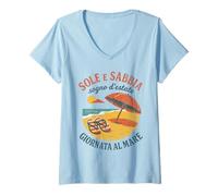 Donna Retro Beach Lover Sun Flip Flop Sand Summer Dream Vacation Maglietta con Collo a V