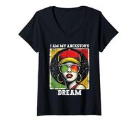 Donna Retro Black Queen Afro Donna Empowerment Melanina Orgoglio Donne Maglietta con Collo a V