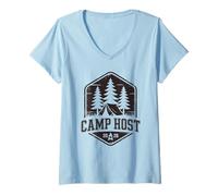 Donna Retro Camp Host Cugino Nonno Camping Director Vibes Staff Maglietta con Collo a V