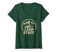 Donna Retro Camp Personale Host Team Director Adventure Crew Keepsake Maglietta con Collo a V
