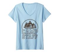 Donna Retro Camp Staff Direttore Campeggio Host Counselor Crew Maglietta con Collo a V
