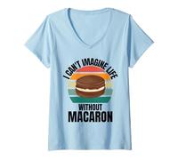 Donna Retro Carino Macaron I Can't Imagine Life Without Macaron Maglietta con Collo a V