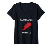 Donna Retro Casablanca Marocco Distressed Flag Maglietta con Collo a V