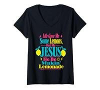Donna Retro Christian Faith Lemons e Gesù Lemonade Humor Maglietta con Collo a V