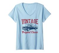 Donna Retro classic muscle car Maglietta con Collo a V