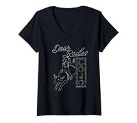 Donna Retro Cojo Johnson Bull Skull Music Country Anni '70 Stivali da Cowboy Maglietta con Collo a V