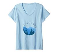 Donna Retro Colorado Mountains Shirt: Escursionismo Vacanza Maglietta con Collo a V