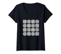 Donna Retro Concentrico Cerchi Strisce Bauhaus 1 Forme Mania Maglietta con Collo a V