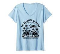 Donna Retro dell'acqua, crociera attraverso il giro del parco a tema della giungla Maglietta con Collo a V