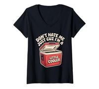 Donna Retro Don't Hate Me Just Cuz I'm Little Cooler Funny Picnic Maglietta con Collo a V
