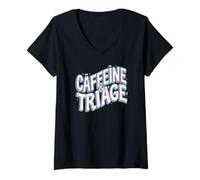Donna Retro ER Nurse Caffeine & Triage Medical Maglietta con Collo a V