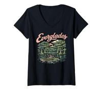 Donna Retro Everglades National Park Gator Vintage 80s Florida Maglietta con Collo a V