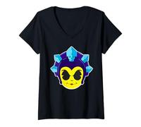 Donna Retro Evil Lyn Maga Maglietta con Collo a V