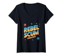 Donna Retro Fantascienza Star Rebel 1977 Spazio Vintage Nerd Nostalgia Maglietta con Collo a V