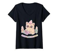 Donna Retro Forget AI Ask The Spirits - Divertente Gatto Mago di Halloween Maglietta con Collo a V