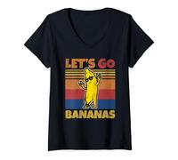 Donna Retro Funny Banana Meme Let Us Go Banana Rocker Banane Maglietta con Collo a V
