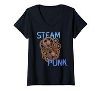 Donna Retro game industria steam punk game nerd pc Maglietta con Collo a V