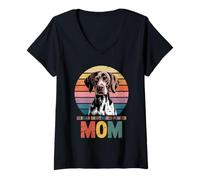 Donna Retro German Shorthaired Pointer Mom GSP Maglietta con Collo a V