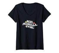 Donna Retro Groovy Best Priscilla Ever First Name Festa della Mamma Maglietta con Collo a V