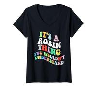 Donna Retro Groovy è Una Cosa Robin Che Non capiresti Maglietta con Collo a V