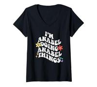 Donna Retro Groovy Im Anabel Fare Anabel Cose Divertente Madre Maglietta con Collo a V