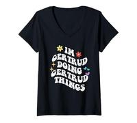 Donna Retro Groovy Im Gertrud Fare Gertrud Things Divertente Madre Maglietta con Collo a V