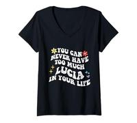 Donna Retro Groovy non puoi mai avere troppa LUCIA nella tua vita Maglietta con Collo a V