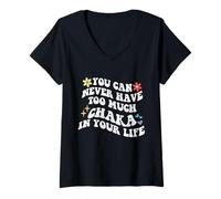 Donna Retro Groovy Non puoi mai Avere Troppo Chakra nella Tua Vita Maglietta con Collo a V