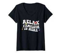 Donna Retro Groovy Relax Yamileth Is Here Funny Mother's Day Nome Maglietta con Collo a V