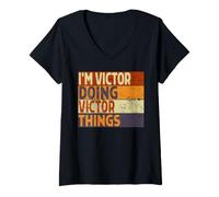 Donna Retro I'm Victor Doing Victor Things - Divertente Scherzo di Compleanno Maglietta con Collo a V