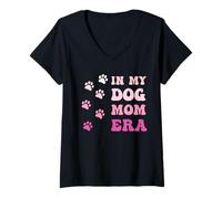 Donna Retro In My Dog Mom Era Cute Pet Puppy Dog Mamma Festa della Mamma Maglietta con Collo a V