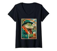 Donna Retro Irish Crocodile Bere Birra Vintage St Patricks Day Maglietta con Collo a V