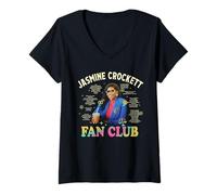 Donna Retro Jasmine Crockett Texas.Democrat Fan Club Abbigliamento Maglietta con Collo a V