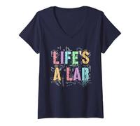 Donna Retro Life's a Lab Physics Trip Teacher Inspire Stud Maglietta con Collo a V