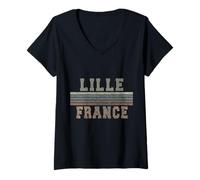 Donna Retro Lille Francia Maglietta con Collo a V