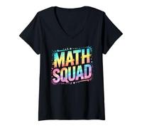 Donna Retro Math Squad I Teach Counting Crew Teacher Think Geek Maglietta con Collo a V
