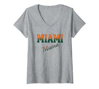 Donna Retro Miami Mama Vintage Design Classic Cute Miami Mama Maglietta con Collo a V