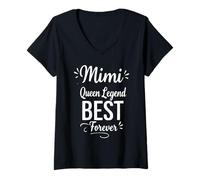 Donna Retro Mimi Best Queen Legend Forever - Orgoglioso Mimi Nonna Maglietta con Collo a V