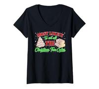 Donna Retro Most Likely to Eat all The Christmas Tree Cakes Debbie Maglietta con Collo a V