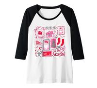 Donna Retro Natale Patchwork Vacanze Ho Ho Ho Tis La Stagione Maglia con Maniche Raglan