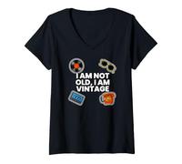 Donna Retro Nostalgia I Am Not Old I Am Vintage Maglietta con Collo a V